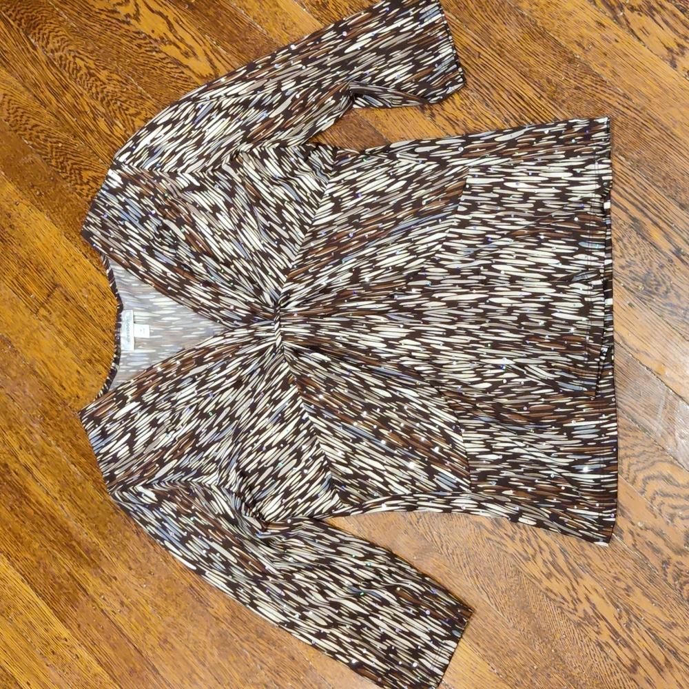 Dress Barn Brown Sparkle Blouse Size M